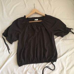 LOFT brown ruffle top size 8/M